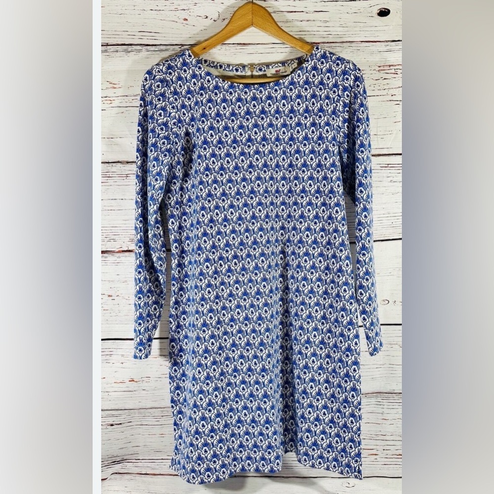 Vineyard Vines size Small geometric long sleeve blue dress